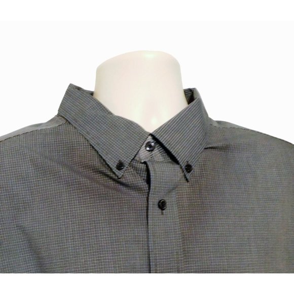 Roundtree & Yorke Travel Smart Shirt 3XB Blue Gray Small Plaid Print Long Sleeve - Picture 3 of 8